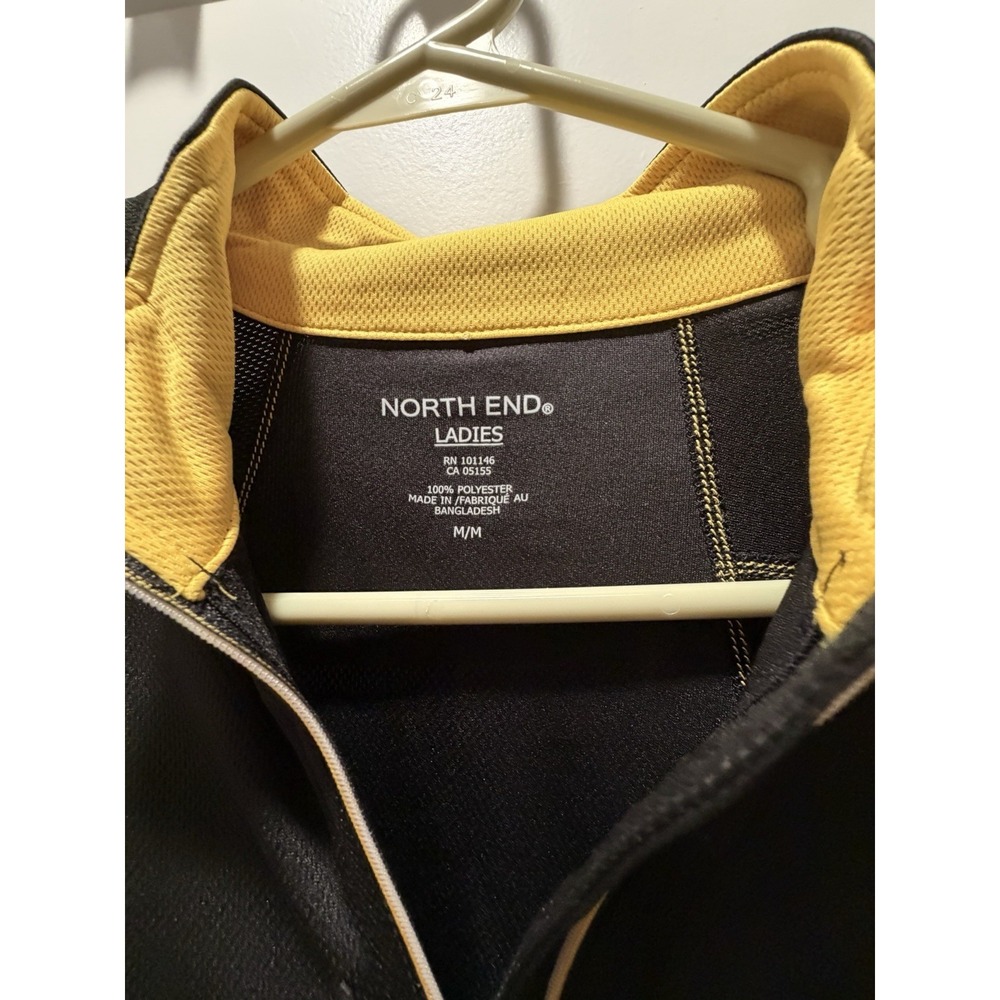 North End Sport Blue 1/4 Zip Pullover Shirt Ladies Medium Black Yellow Active - Picture 2 of 3